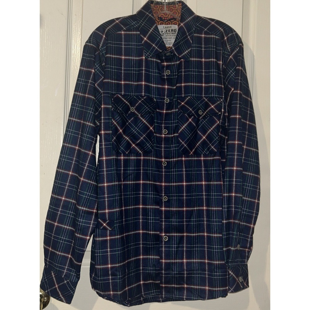 Zero Foxtrot Zero Flannel Jack Soft Brush Plaid Button Down Men's Large